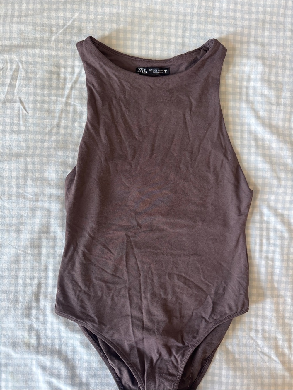 Zara Brown High-Neck Sleeveless Bodysuit